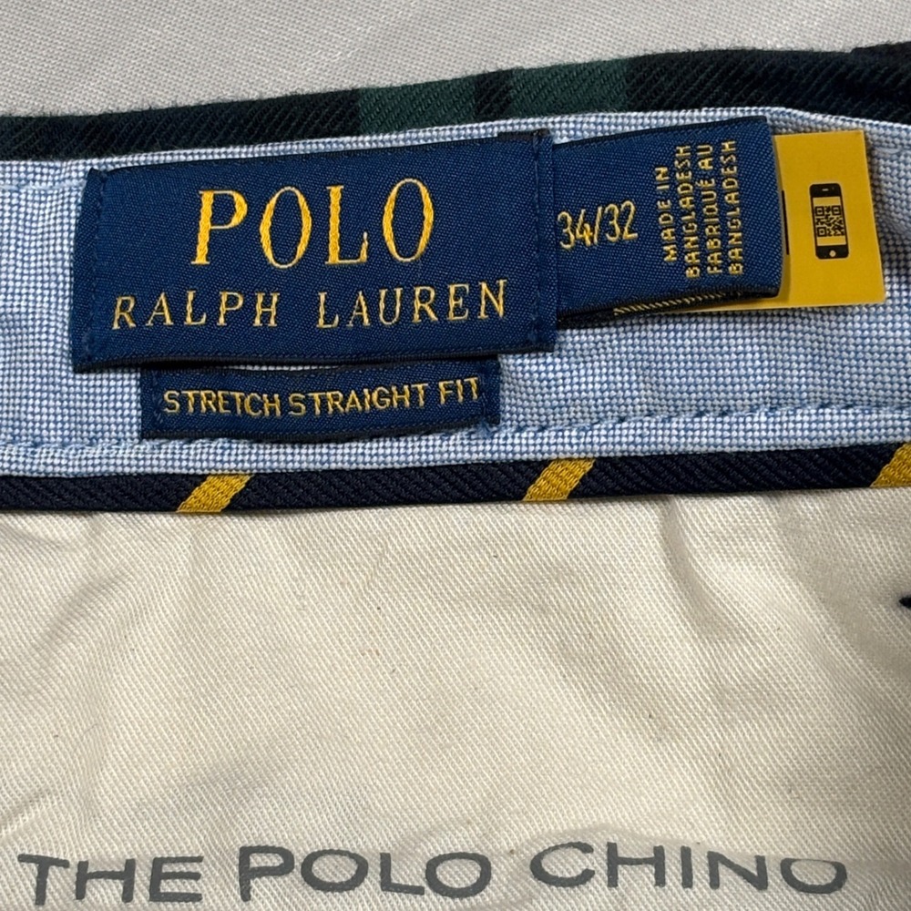 Polo Ralph Lauren Chino Pants Mens 34x32 Green Black Watch Plaid Stretch - Picture 3 of 14